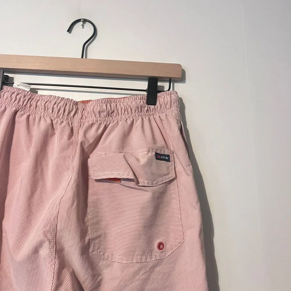 Cova Mens Swim Trunks Size M Light Pink Striped Stretch Board Shorts Lined